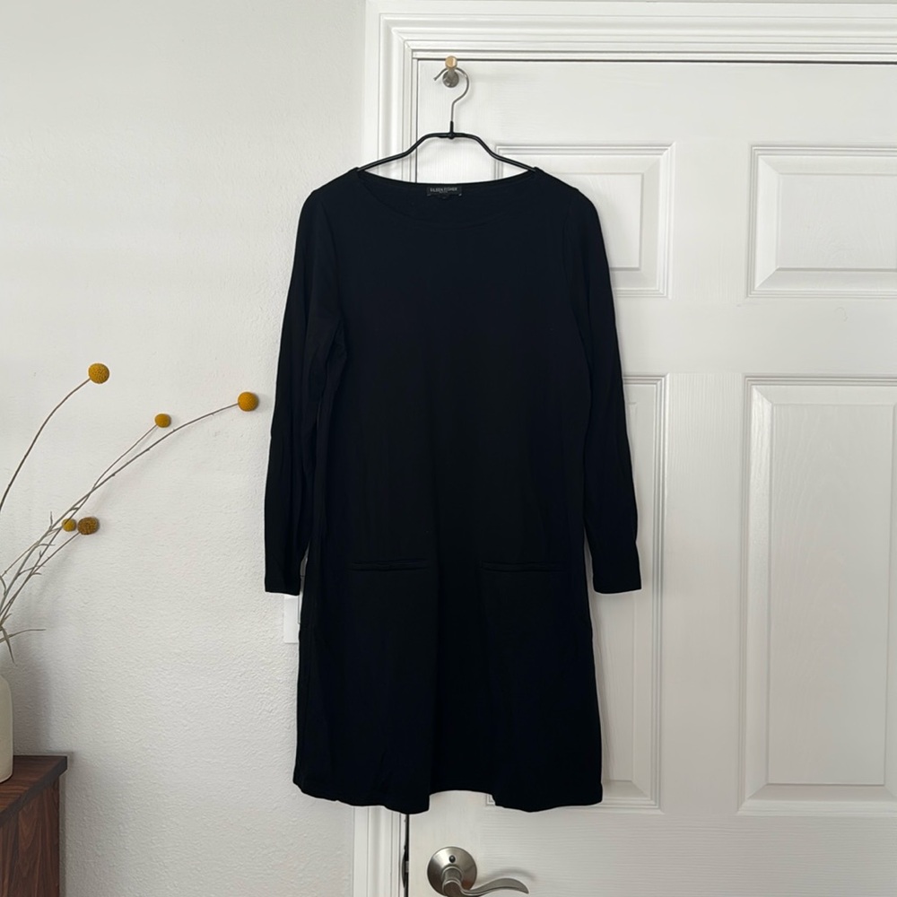 Eileen fisher jersey dress with front pockets